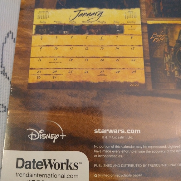 2022 Star Wars Mandalorian Wall Calendar - Picture 9 of 10